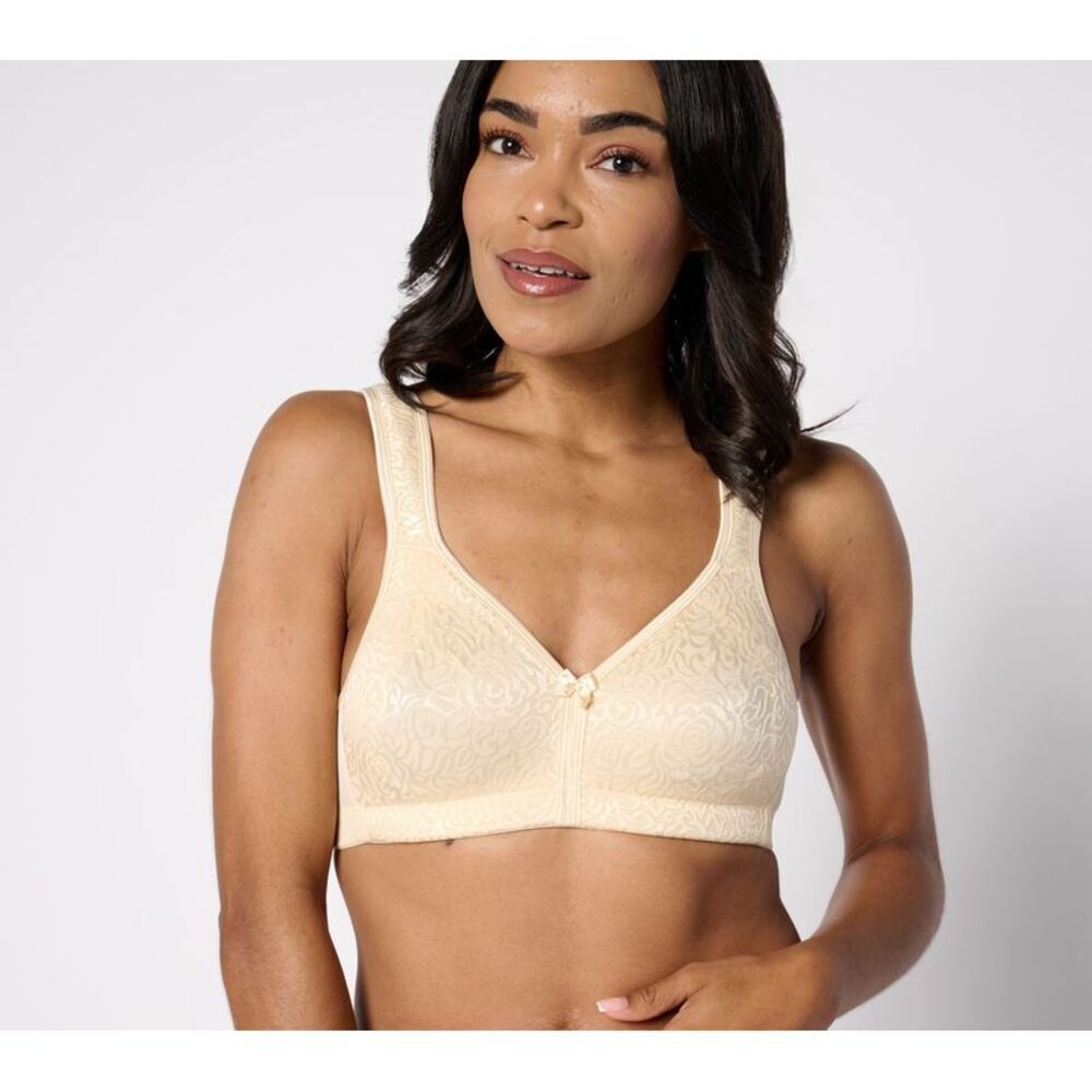 Breezies Women's Bra Sz 34DD Wild Rose Seamless Wirefree Support Yellow